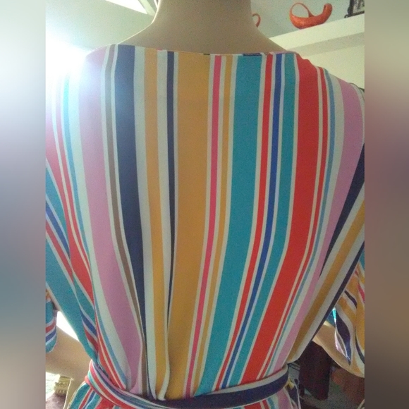 LIKE NEW LOANA MEHGAN WRAP DRESS STRIPED MULTI COLOR SZ. XL LINED GORGEOUS - Picture 6 of 11